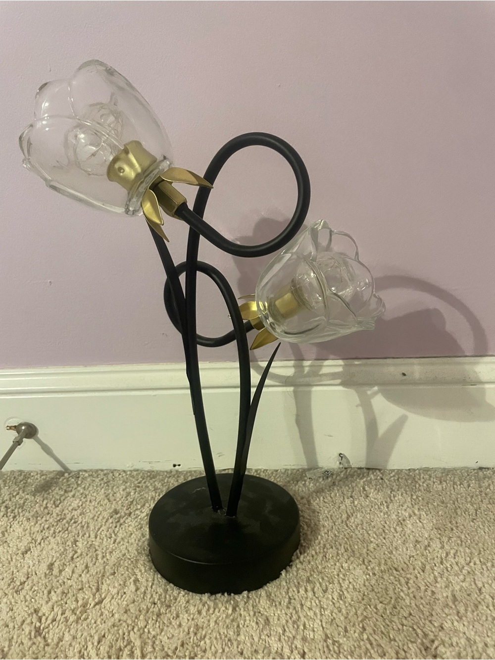 Black & Gold Rose Glass Table Lamp
